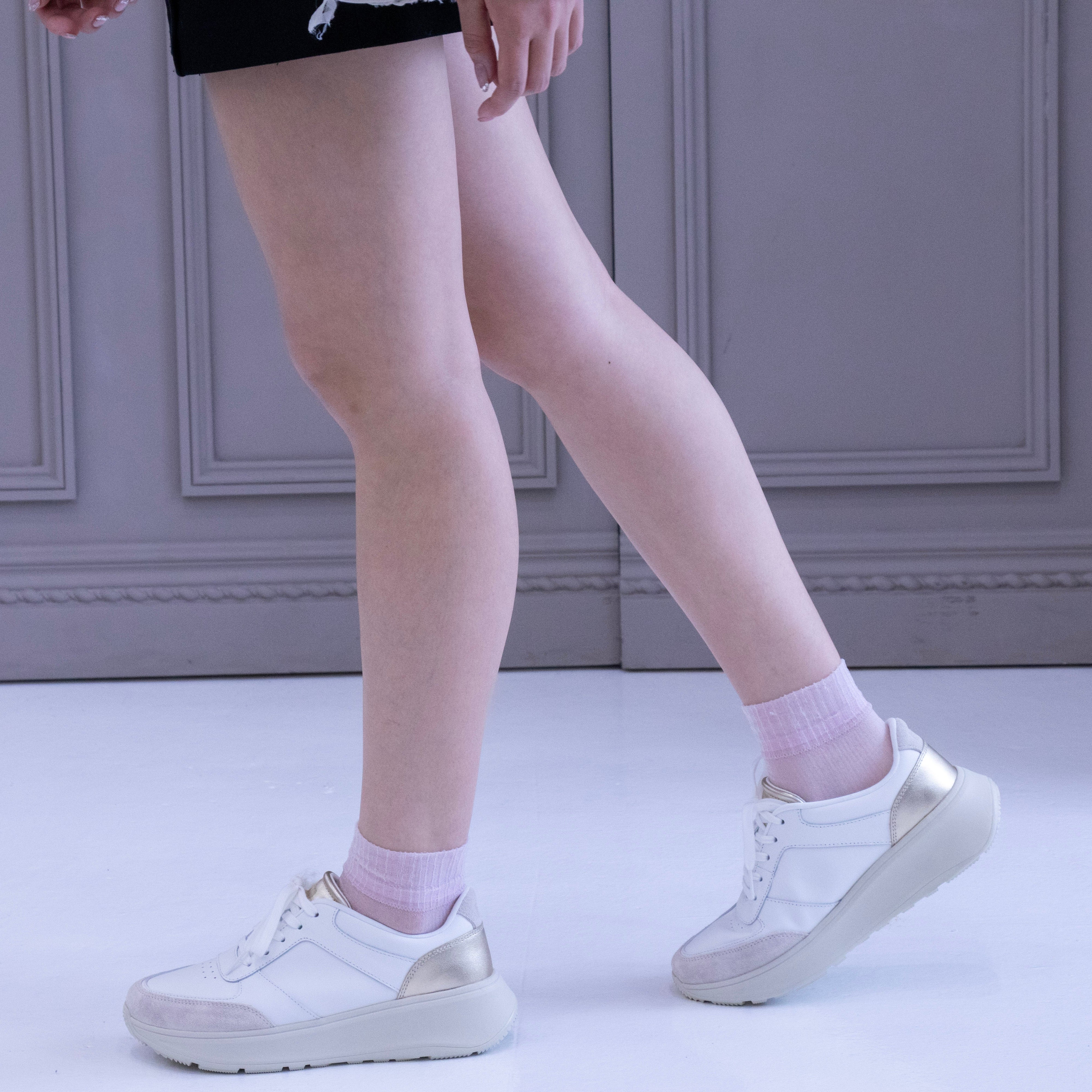 F-MODE LEATHER/SUEDE/METALLIC FLATFORM SNEAKERS｜fitflop