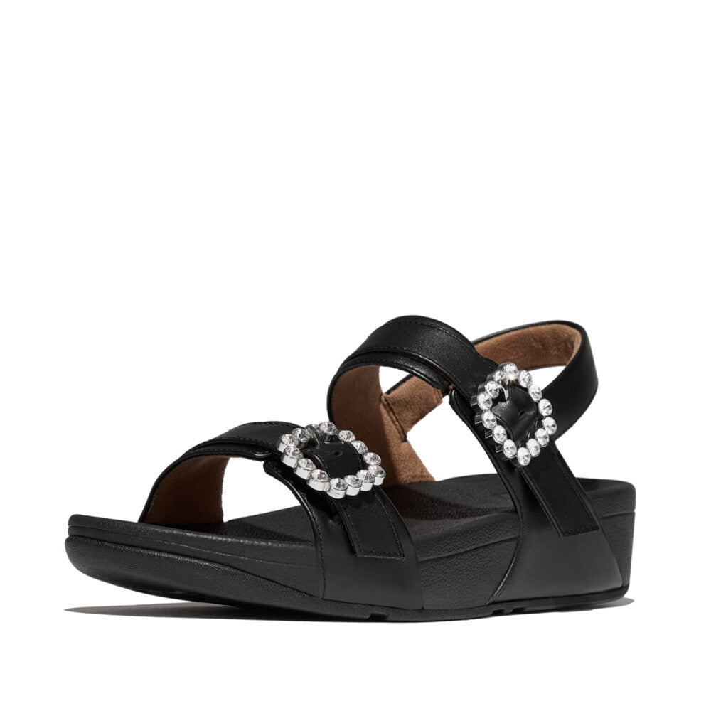 LULU CRYSTAL-BUCKLE LEATHER BACK-STRAP SANDALS｜fitflop(フィット