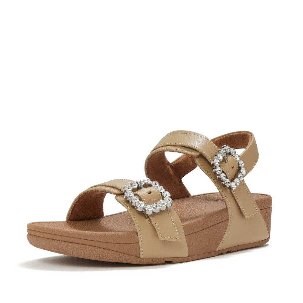 LULU CRYSTAL-BUCKLE LEATHER BACK-STRAP SANDALS｜fitflop(フィット