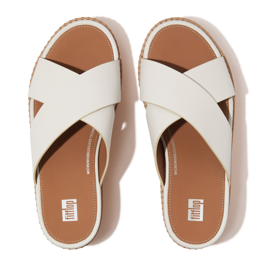 ELOISE レザー/コルク ウェッジ クロス スライド｜fitflop