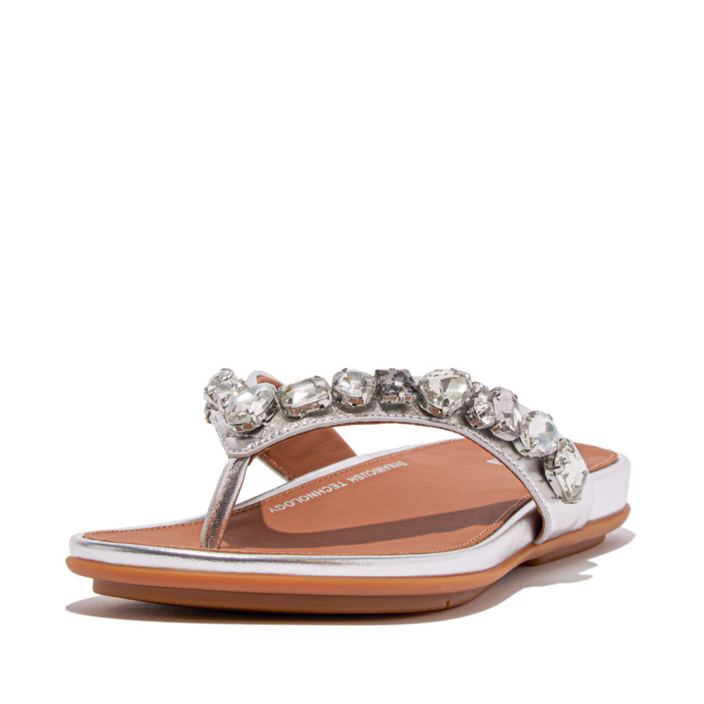 GRACIE JEWEL-DELUXE METALLIC-LEATHER FLIP-FLOPS｜fitflop
