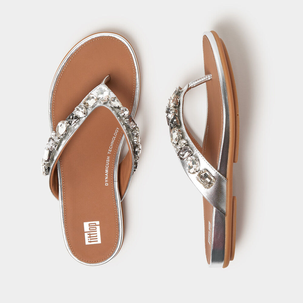 GRACIE JEWEL-DELUXE METALLIC-LEATHER FLIP-FLOPS｜fitflop