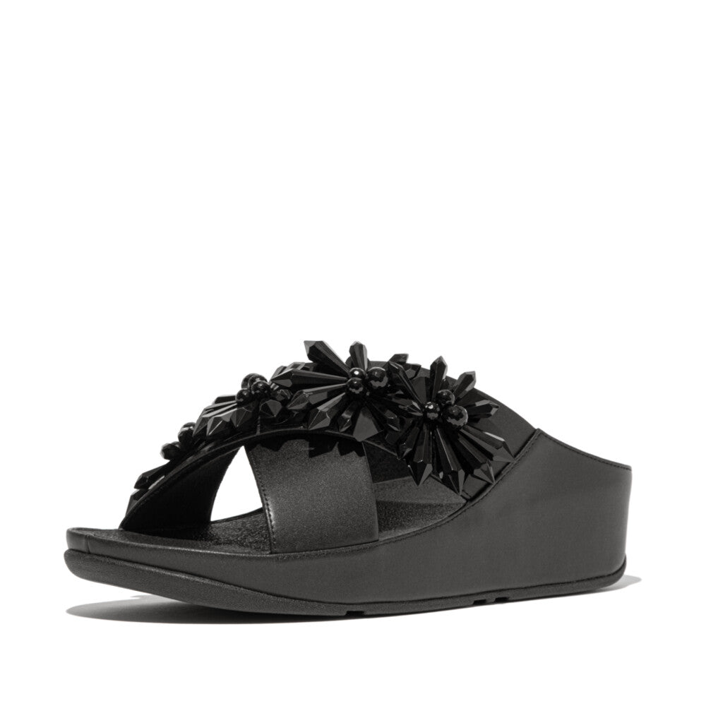 fitflop クロスサンダル　ブラック　US7 RUMBA スターバーストビーズ クロス スライド｜fitflop(フィット