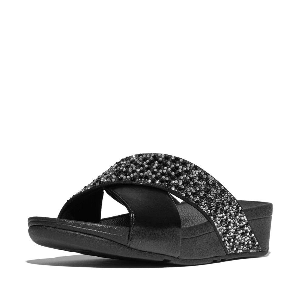 LULU CRYSTAL-MIX METALLIC CROSS SLIDES｜fitflop(フィット