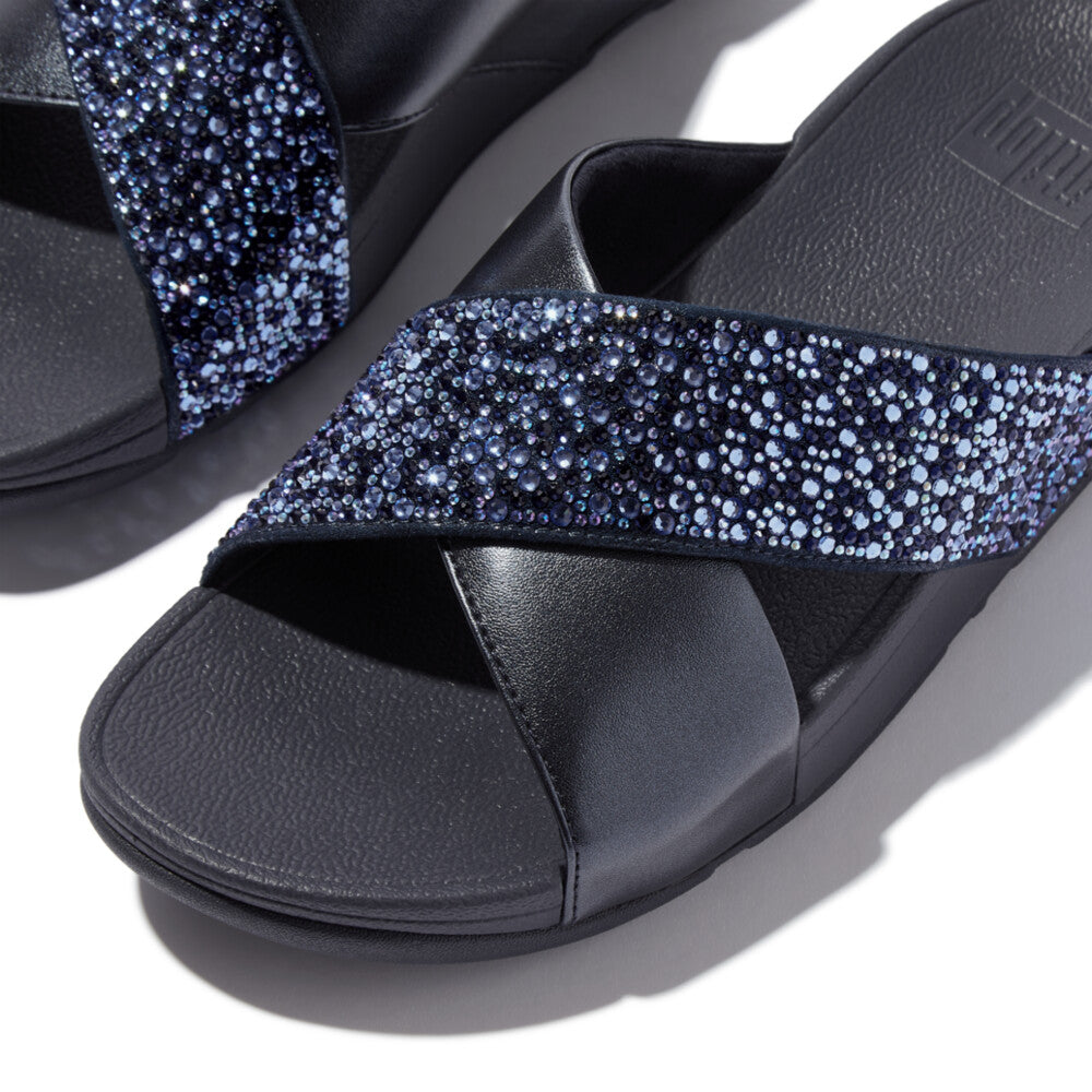 LULU CRYSTAL-MIX METALLIC CROSS SLIDES｜fitflop(フィット