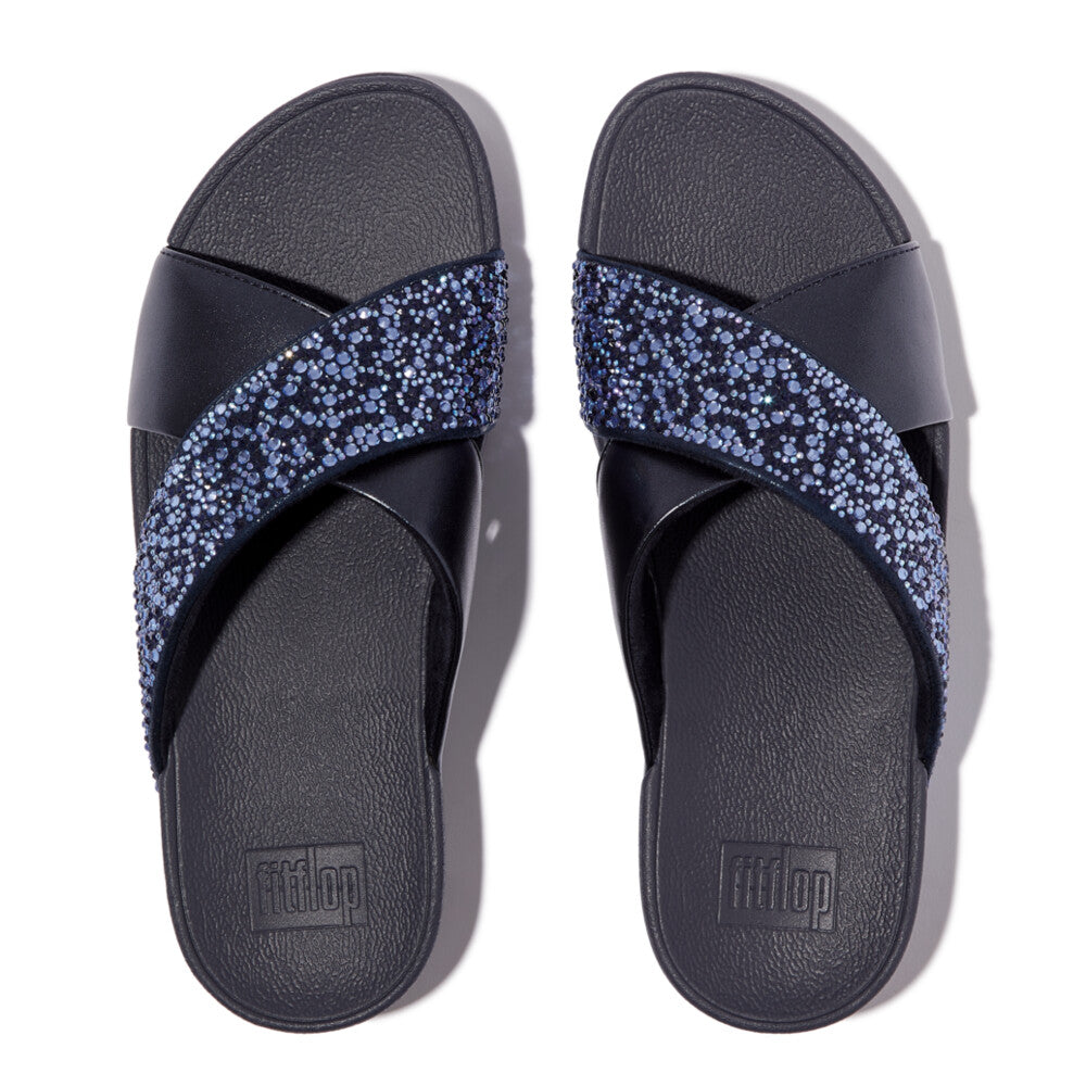 LULU CRYSTAL-MIX METALLIC CROSS SLIDES｜fitflop(フィット